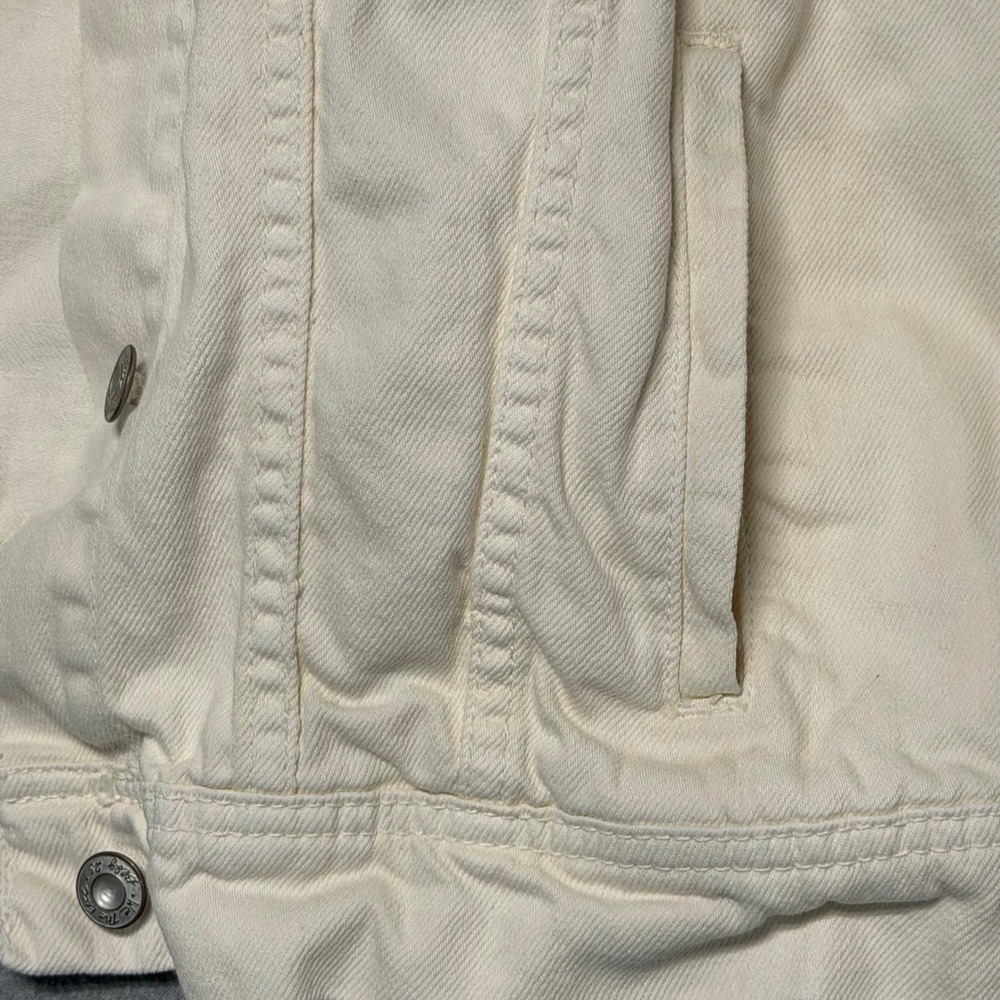 Free People Womens Cream Denim Trucker Jacket Off White Cotton Size Small - Picture 12 of 15